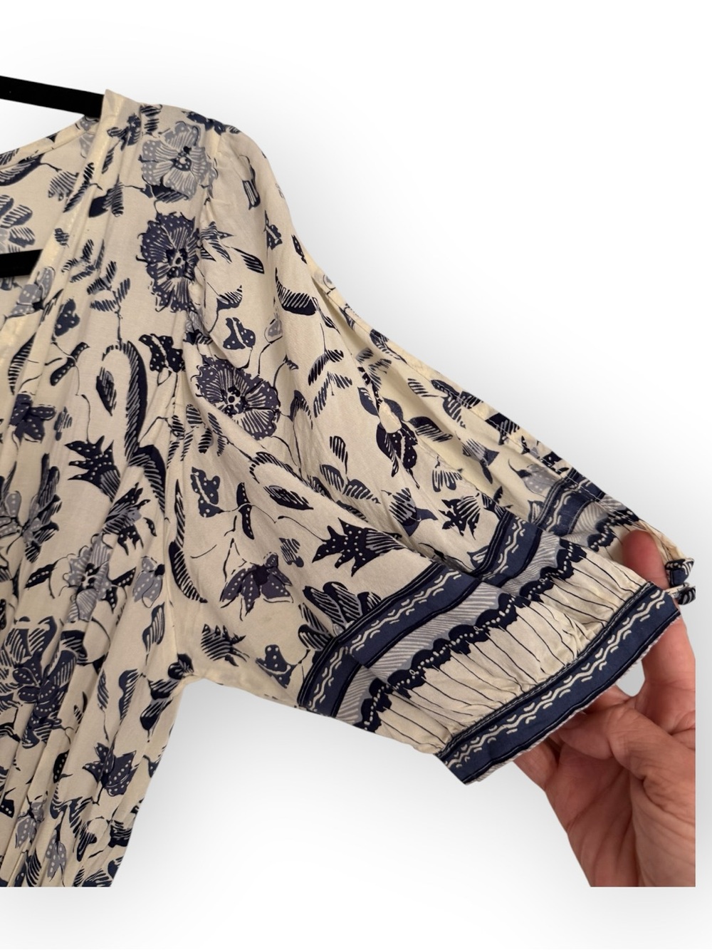NATALIE MARTIN Wildflower pale yellow navy Laurie Maxi floral Dress XS $280 - Picture 5 of 6